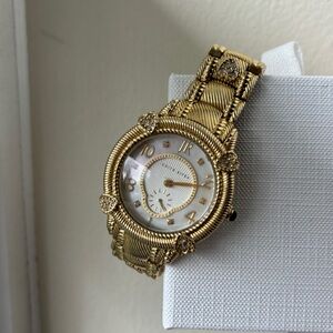 Judith Ripka Diamonique Hearts Stainless Steel Gold Watch